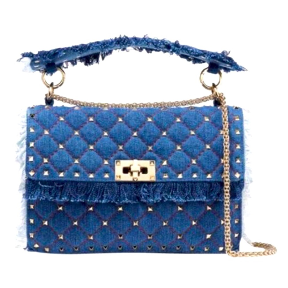 Valentino quilted denim rock-stud bag - Picture 1 of 7